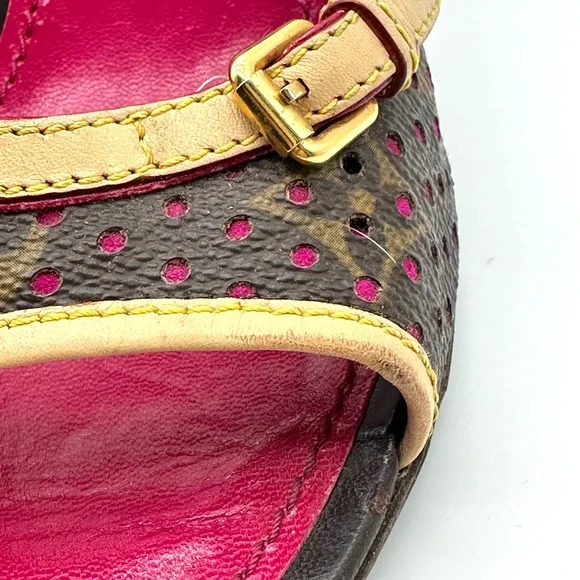 Louis Vuitton Monogram Canvas Pink Gold Lock Buckle Pumps Heels Shoes 8.5/39 - Picture 3 of 14